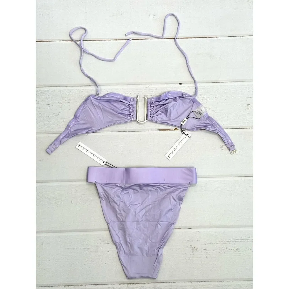 Monica Hansen Womens Tropical Affair Bandeau Bikini Top Bottom Set Small